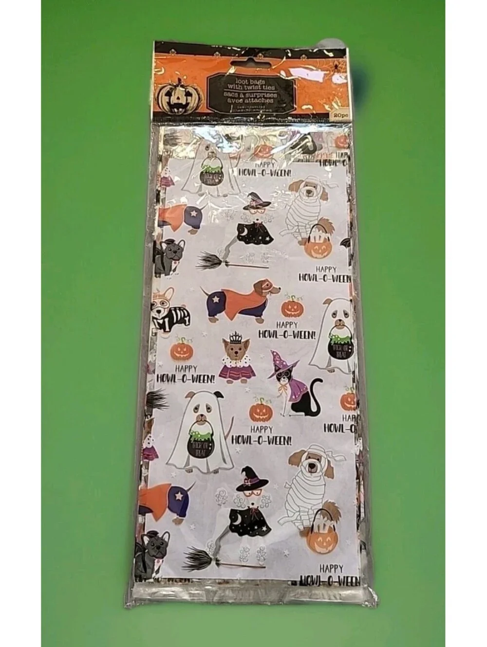 Vintage Halloween 20 Large Gift Loot Party Bags in Package Ghosts Sealed 12